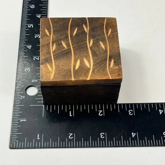 Safari Trinket Boxes Lot of 5 Vtg Hand Carved Wood Floral Vine Tribal Decor Leaf - Picture 10 of 11